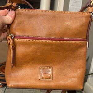 Dooney & Bourke NWT natural letter Florentine  Brown Leather Crossbody Bag